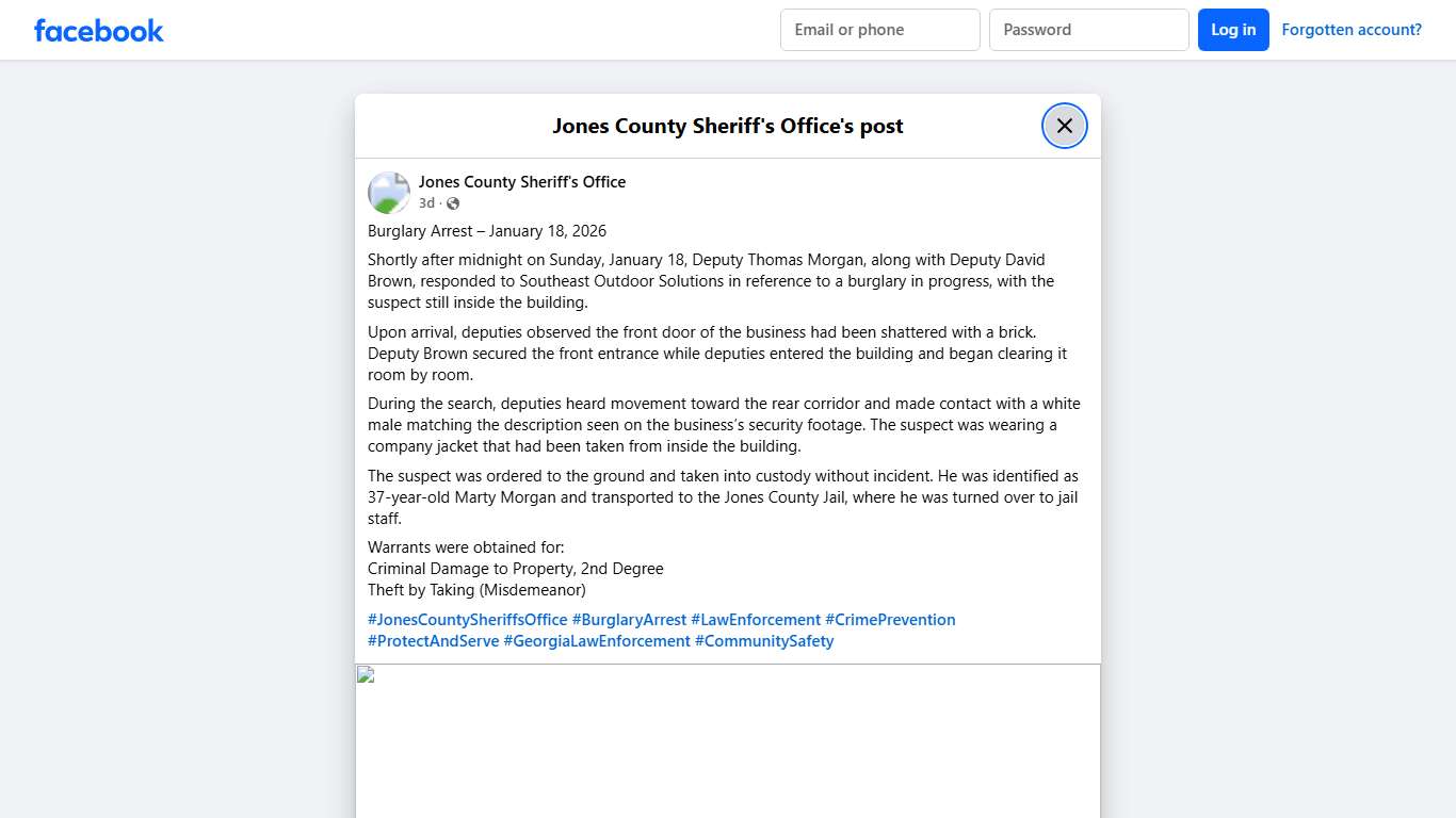 Burglary Arrest – January... - Jones County Sheriff's Office Facebook